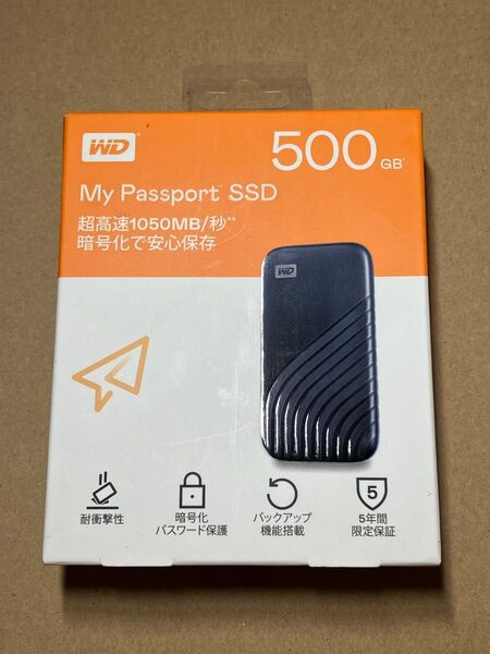 WD Mypassport 500GB ポータブルSSD 外付けSSD 1050MB/秒 USB3.2 Gen2