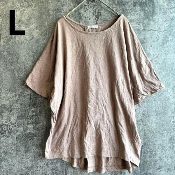 a2861【VIRMANI】丈長め半袖カットソー バックタック トップス L