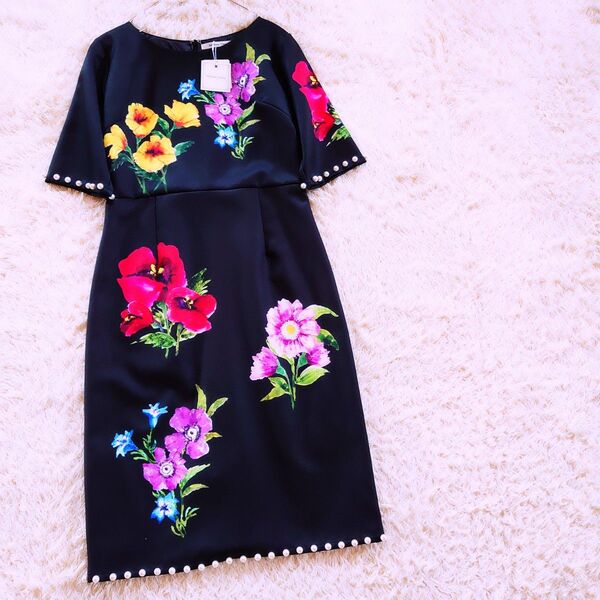 ■最終価格《Million Carats》noranoel color flower 花柄パールワンピース