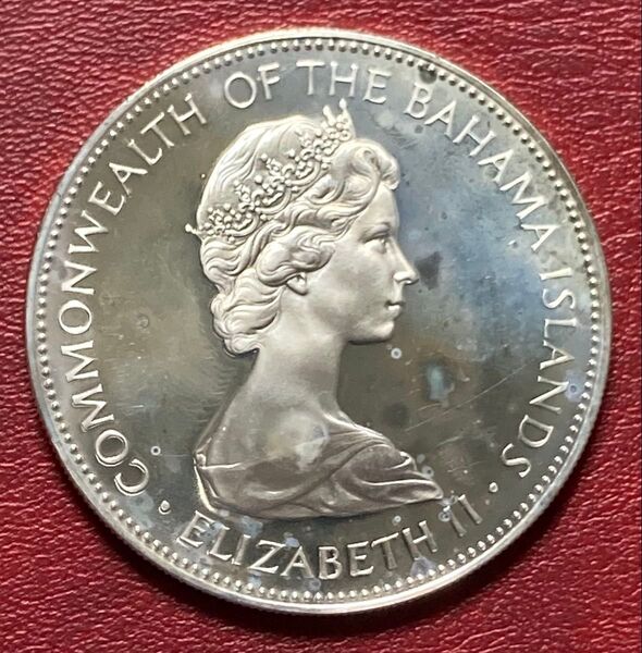 バハマ諸島 5ドル銀貨 1971年 プルーフ