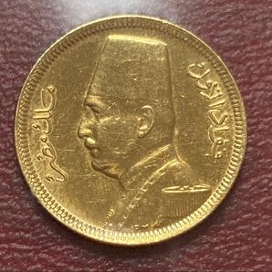 エジプト 20ピアストル金貨 1929年 曲がり有り