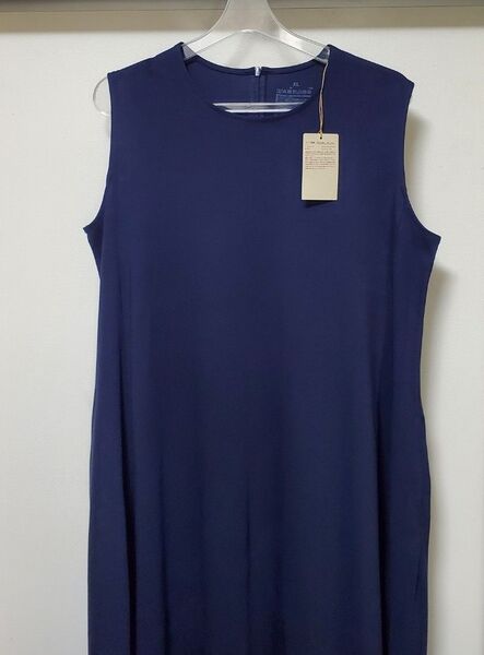 25SS新作 無印良品 涼感UVカットノースリーブワンピース XLサイズ Navy