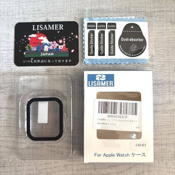 LISAMER Apple Watch ケース 防水 一体型 3D直角エッジ 超薄型 高透過 高耐久 耐衝撃(クリア 44mm)
