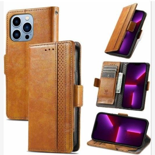 iPhone 13 Pro Max 手帳型 スマホ ケース カード収納 スタンド機能 おしゃれ 内蔵マグネット ライトブラウン