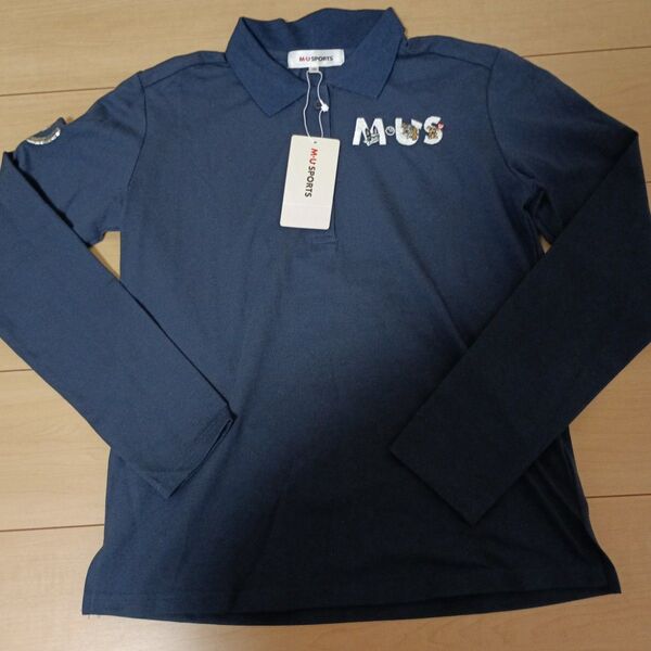 MU SPORTS ゴルフ シャツ トップス ネイビー