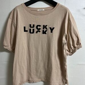 ハートマーケットベージュ 半袖トップス パフスリーブ