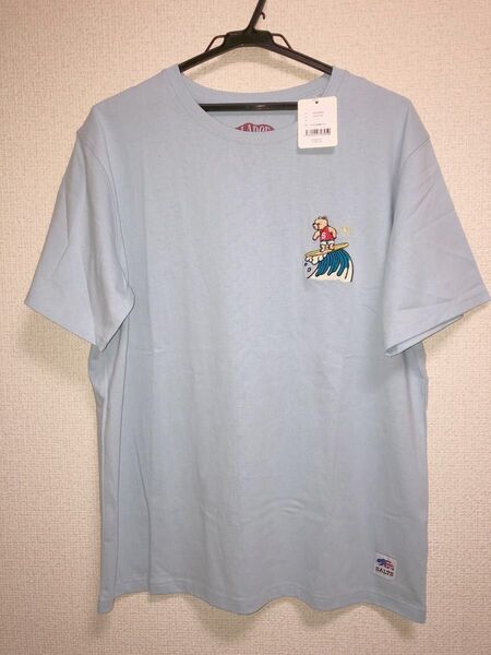Tシャツ Lサイズ 水色 新品 くまの刺繍