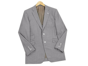 オーダー品！美品★Loro Piana*最高級ロロピアーナ★人気定番のRAIN SYSTEM★淡グレー*春夏秋*2B*ピンスト*シングルジャケット*94YA(L相当)