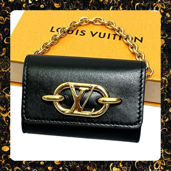 ルイヴィトン LOUIS VUITTON チェーン ビジュー サック イヤホン ホルダー LV リンク イヤホンケース ブラック