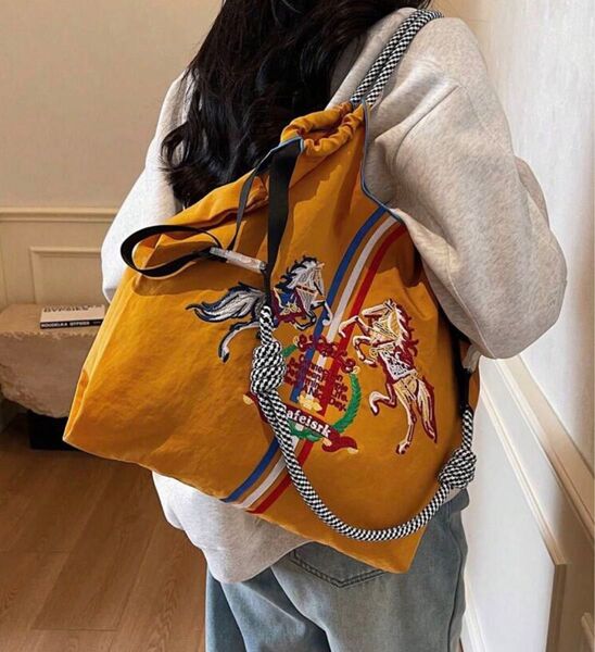 乗馬 馬 馬柄バッグ イエロー Mサイズ 新品