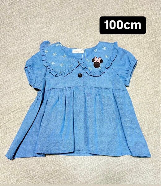 ミニー 半袖デニムチュニック風Tシャツ 100cm