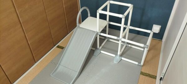 ヤトミおりたたみ わんぱくスライダージム グレーホワイト 説明書付き