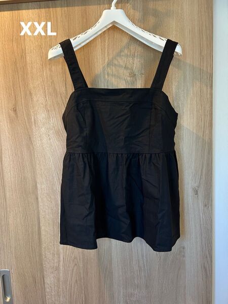 GU リネンブレンドキャミソール XXL ブラック