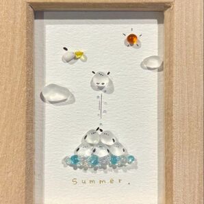 ウォーターシマエナガズ☆☆ シーグラスアート