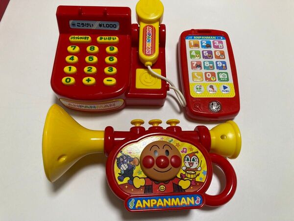 アンパンマンのおもちゃセット トランペット レジ スマホ