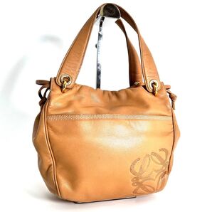 【価格相談可能】美品 LOEWE ナッパレザー アナグラム トートバッグ 巾着 ブラウン