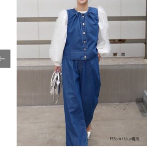 【新品タグ付き】べべッド Denim vest pants setup