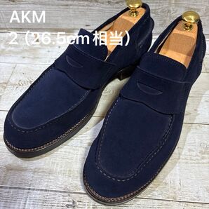 AKM サイズ2(26.5cm相当)ローファー ネイビー スエード junhashimoto wjk