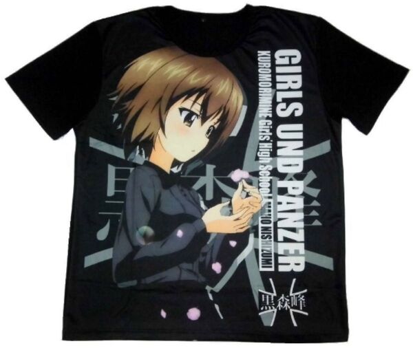 Lサイズ ガールズ&パンツァー Tシャツ 黒森峰女学院 西住まほ Tシャツ L 黒