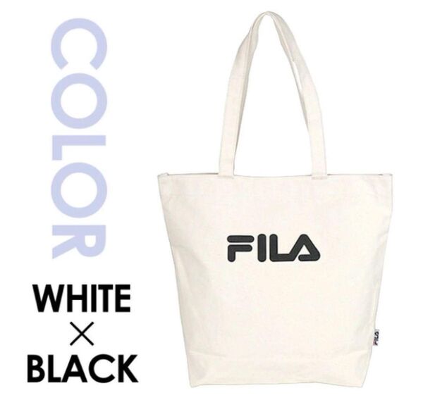 FILA フィラ トートバッグ キャンバストートバッグ(ホワイトxブラック)