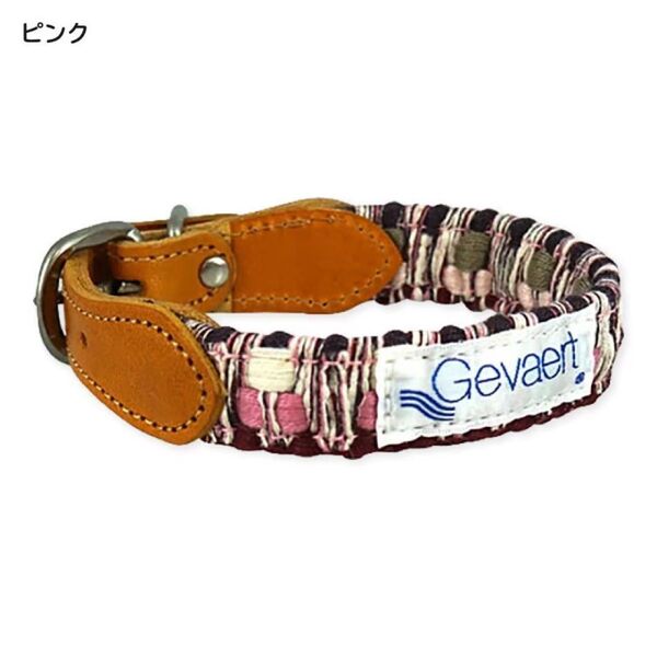 【 犬 首輪 】 Gevaert×iDog 用首輪&お揃いリード MIX アイドッグ 【 本革 レザー 布製 】サイズS ピンク