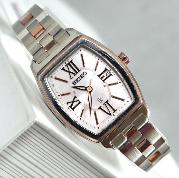 SEIKO ルキア 1B22-0AZ0 ピンク 電波ソーラー コンビ 腕時計 稼働品 クォーツ