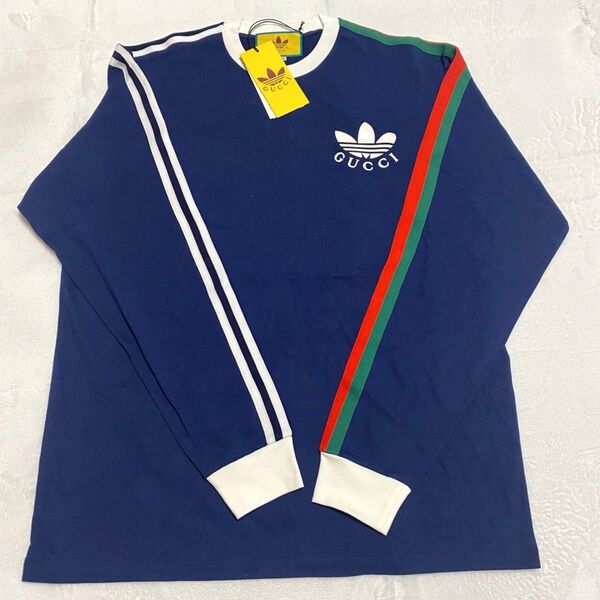 安心の匿名配送☆激レア☆GUCCI×adidas☆コラボ☆ロングTシャツ☆紺☆XLサイズ☆送料無料