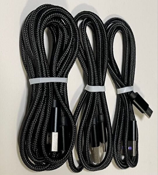 USB Type-C 充電ケーブル 3本セット(1m×2、2m×1) 黒