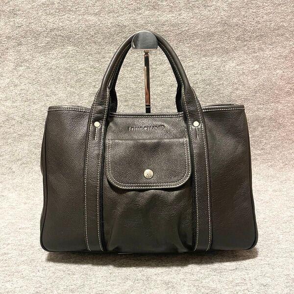 【極美品】 ロンシャン ハンドバッグ トートバッグ オールレザー 黒 LONGCHAMP