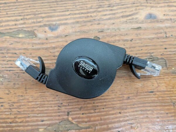 CATE6e SANWA SUPPLY 巻き取り式LANケーブル ブラック