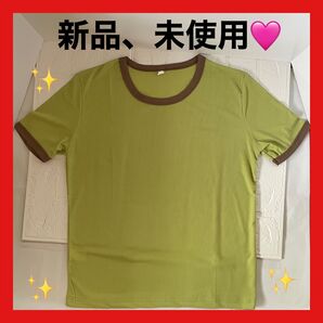 大人気 可愛いラスリブニット Tシャツ レディース 韓国 半袖
