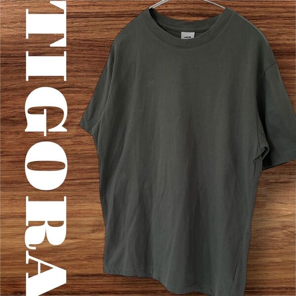TIGORA ティゴラ Tシャツ 半袖 トップス 無地 メンズ M グリーン コットン