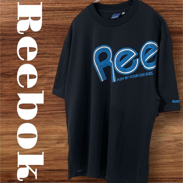 Reebok リーボック Tシャツ トップス 半袖 プリントTシャツ ロゴTシャツ メンズ XL LL ブラック 黒