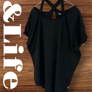 &life アンドライフ トップス Tシャツ 半袖 レディース XL LL O ブラック 黒