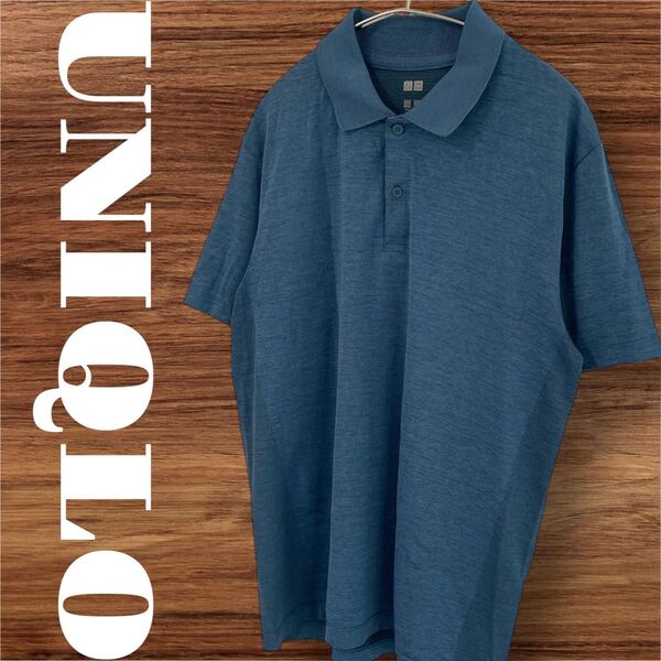 UNIQLO ユニクロ ポロシャツ トップス 半袖 無地 メンズ L ブルー 青 ゴルフシャツ