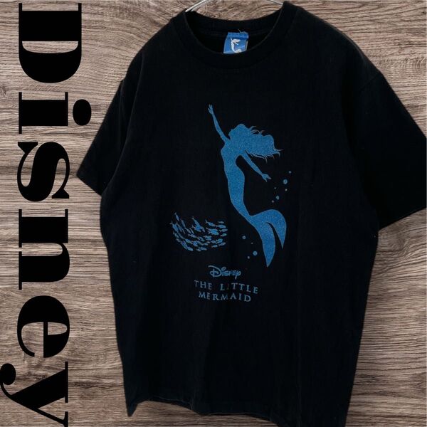 Disney ディズニー マーメイド Tシャツ トップス 半袖 プリントTシャツ メンズ S ブラック 黒 コットン
