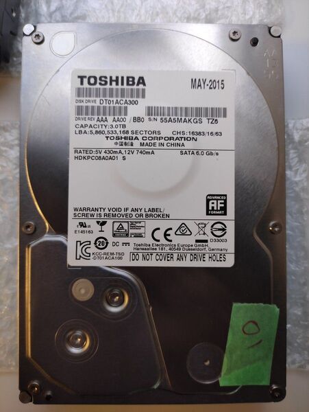 HDD 3TBx2 TOSHIBA DT01ACA300 2台