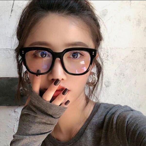 伊達メガネ ウェリントン めがね 小顔 インスタ映え 黒縁 韓国 男女兼用 ブルーライトカット メガネ クリアレンズ お洒落