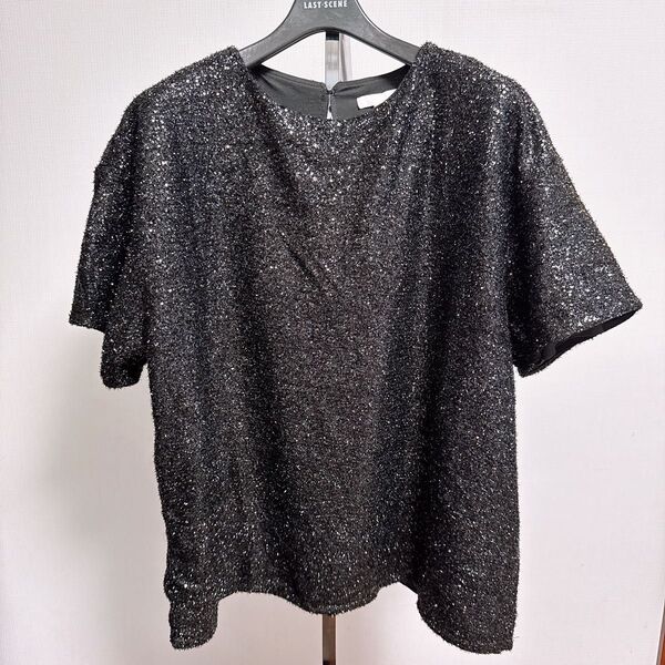 H&M スパンコール 黒 半袖トップス US XL カットソー Tシャツ