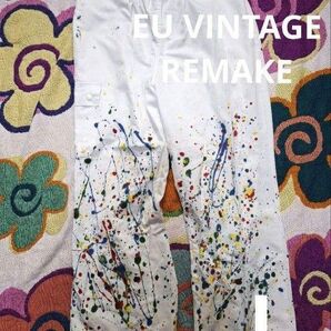 EU VINTAGE REMAKE ペイント ワークパンツ L