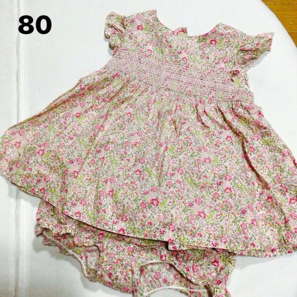 美品 ワンピース 80サイズ 女の子 ブルマ付き 綿 ピンク タルティーヌ エ ショコラ ベビー服