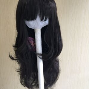 ウィッグ 黒 カールスタイル 約50cm(耐熱)