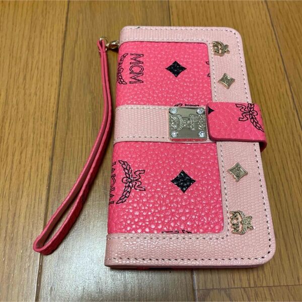 iPhoneケース mcm iPhone スマホケース ピンク 手帳型