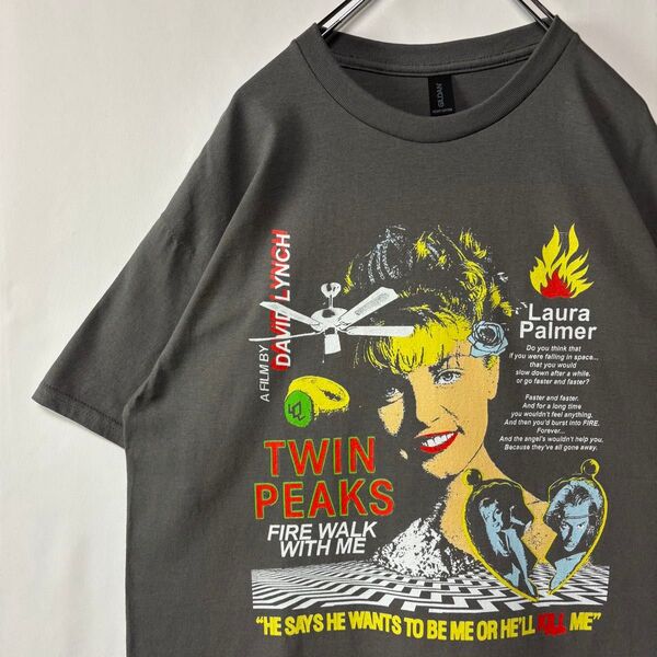 ツインピークス ムービーTシャツ ローラ・パーマー ホラーT グレー Lサイズ