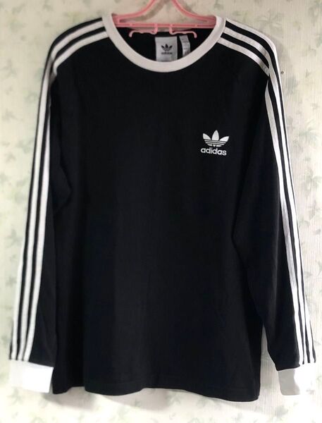 adidas originals 長袖Tシャツ ロンT L トレフォイル刺繍 アディダス ブラック 黒