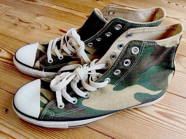 【USA製】未使用 CONVERSE オールスター ハイカット 90s 迷彩 ウッドランドカモ US8.0 JPN26.5