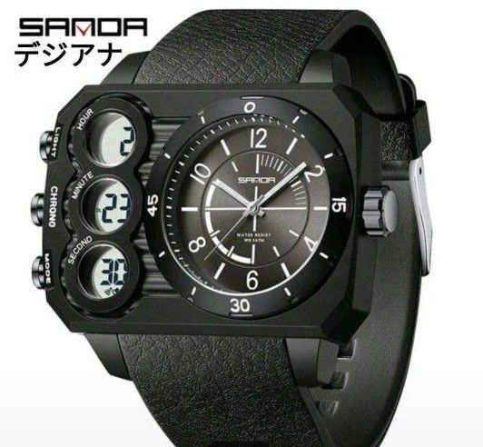 ★■ 新品 SANDA メンズ 腕時計 デジアナ