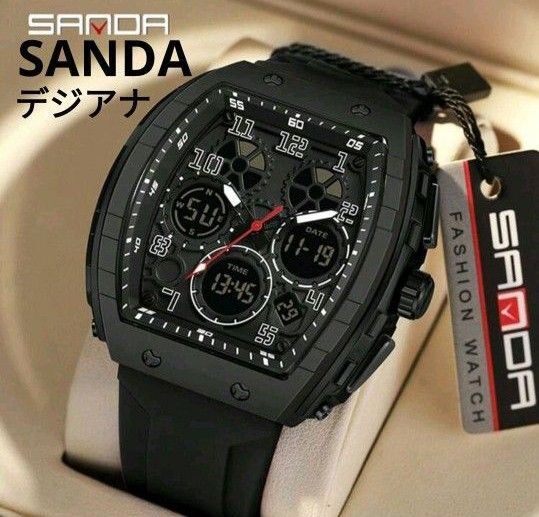 ★■ 新品 SANDA メンズ 腕時計 デジアナ