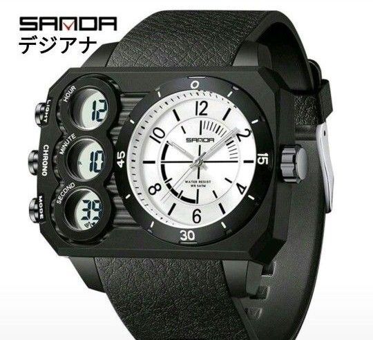 ★■ 新品 SANDA メンズ 腕時計 デジアナ