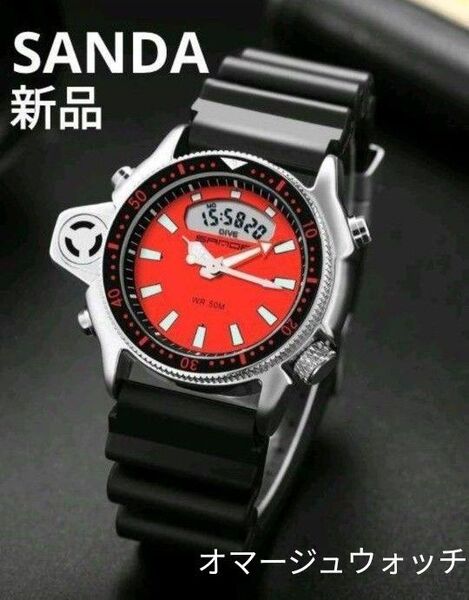 特価中★■ 新品 SANDA メンズ 腕時計 デジアナ オマージュウォッチ